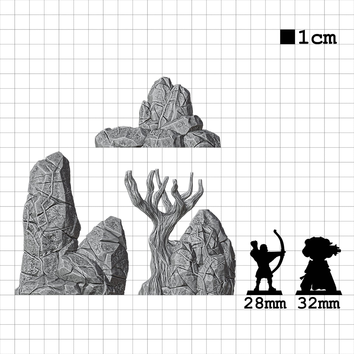 Tabletop Terrain Felsen 3er Set | 28mm Fantasy Scenery für DnD, RPG und Wargaming