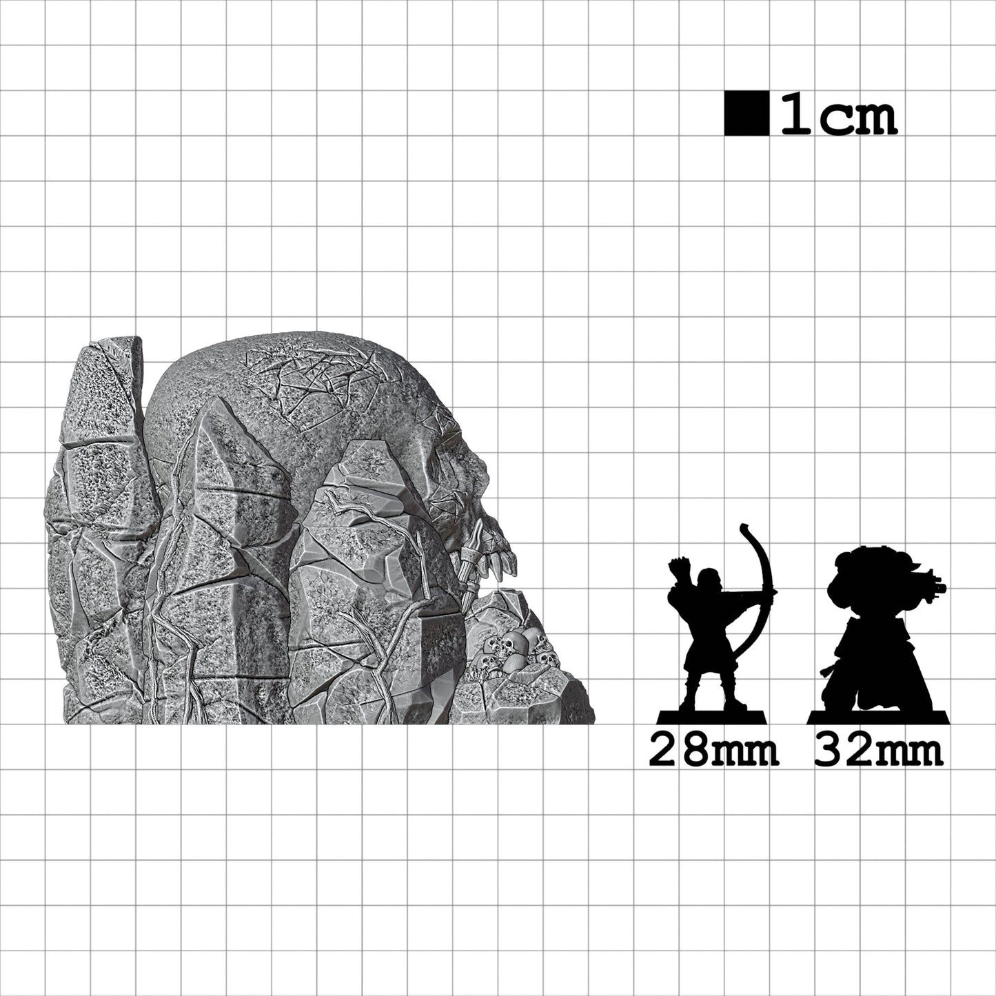 Tabletop Terrain Totenkopf Höhle | 28mm Fantasy Scenery für DnD, RPG und Wargaming