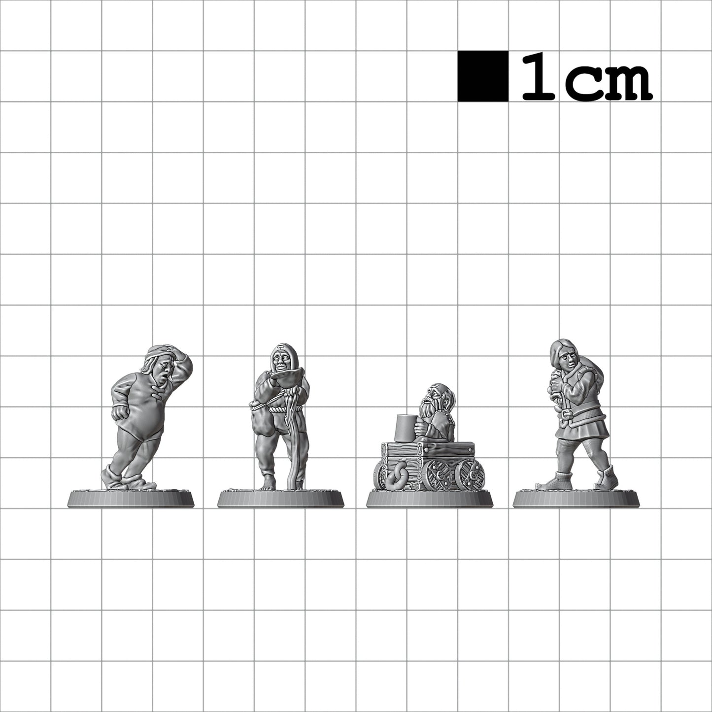 Tabletop Terrain Dorfbewohner Set 5 | 28mm Fantasy Scenery für DnD, RPG und Wargaming