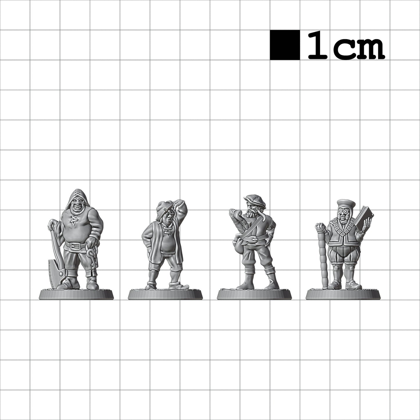 Tabletop Terrain Dorfbewohner Set 4 | 28mm Fantasy Scenery für DnD, RPG und Wargaming