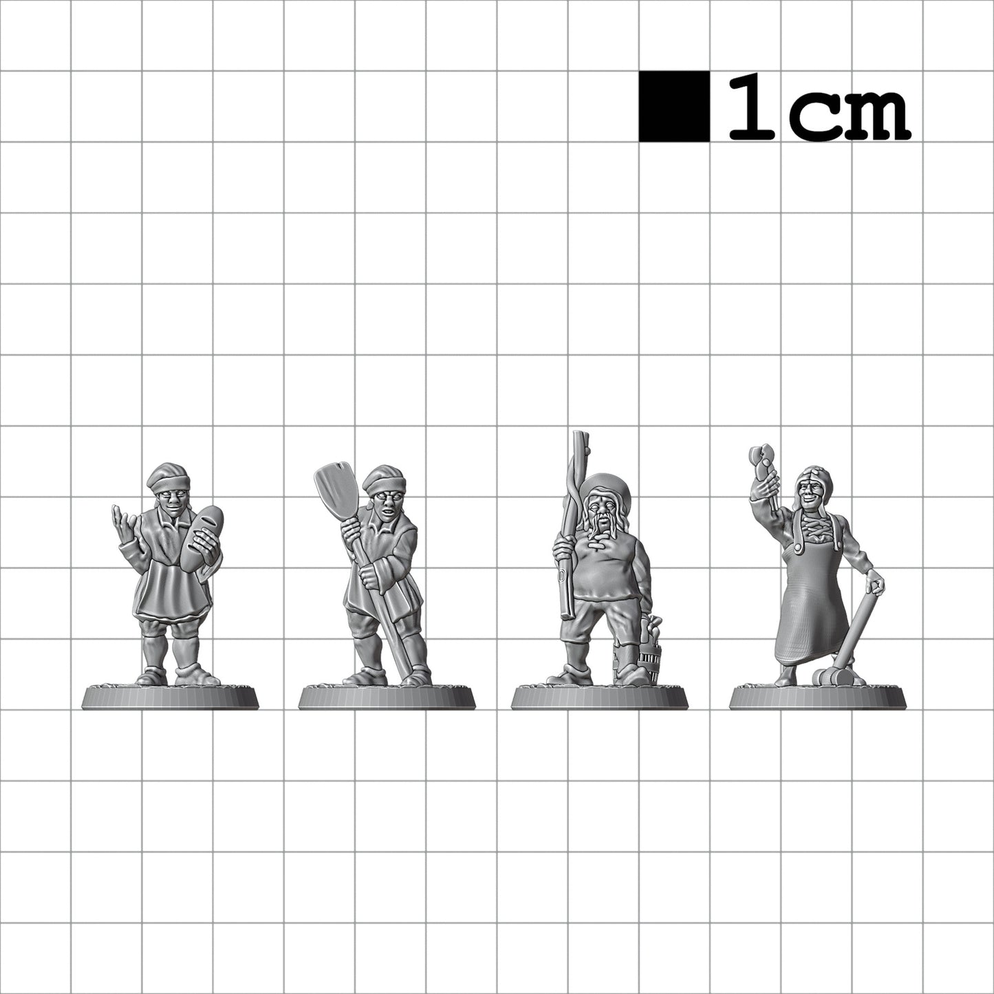 Tabletop Terrain Dorfbewohner Set 1 | 28mm Fantasy Scenery für DnD, RPG und Wargaming