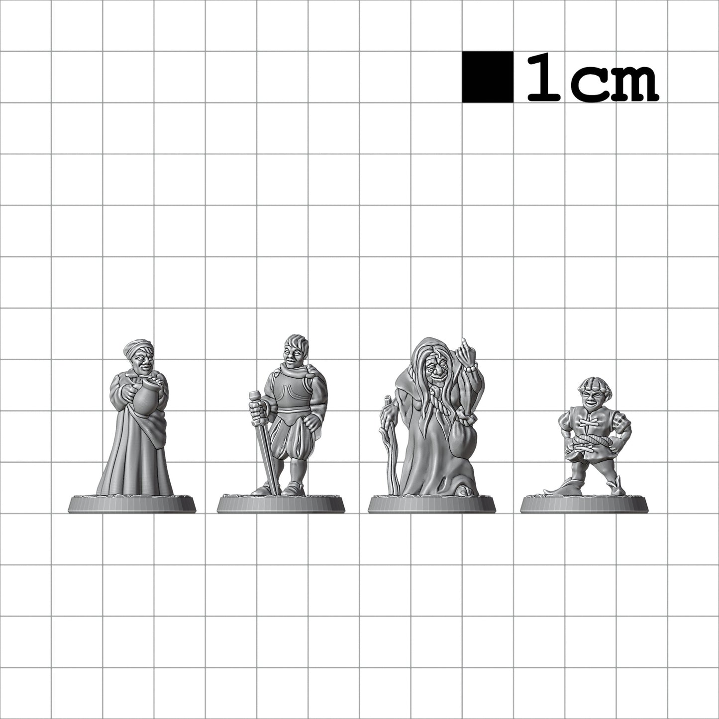 Tabletop Terrain Dorfbewohner Set 3 | 28mm Fantasy Scenery für DnD, RPG und Wargaming