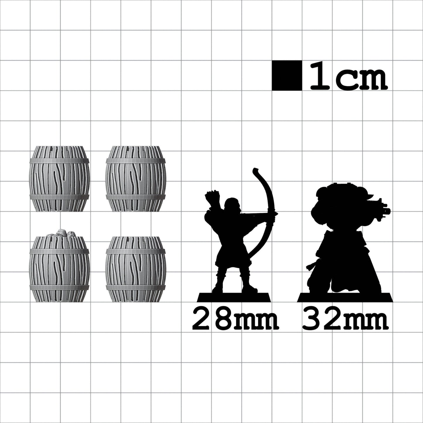 Tabletop Terrain Fässer | 28mm Fantasy Scenery für DnD, RPG und Wargaming