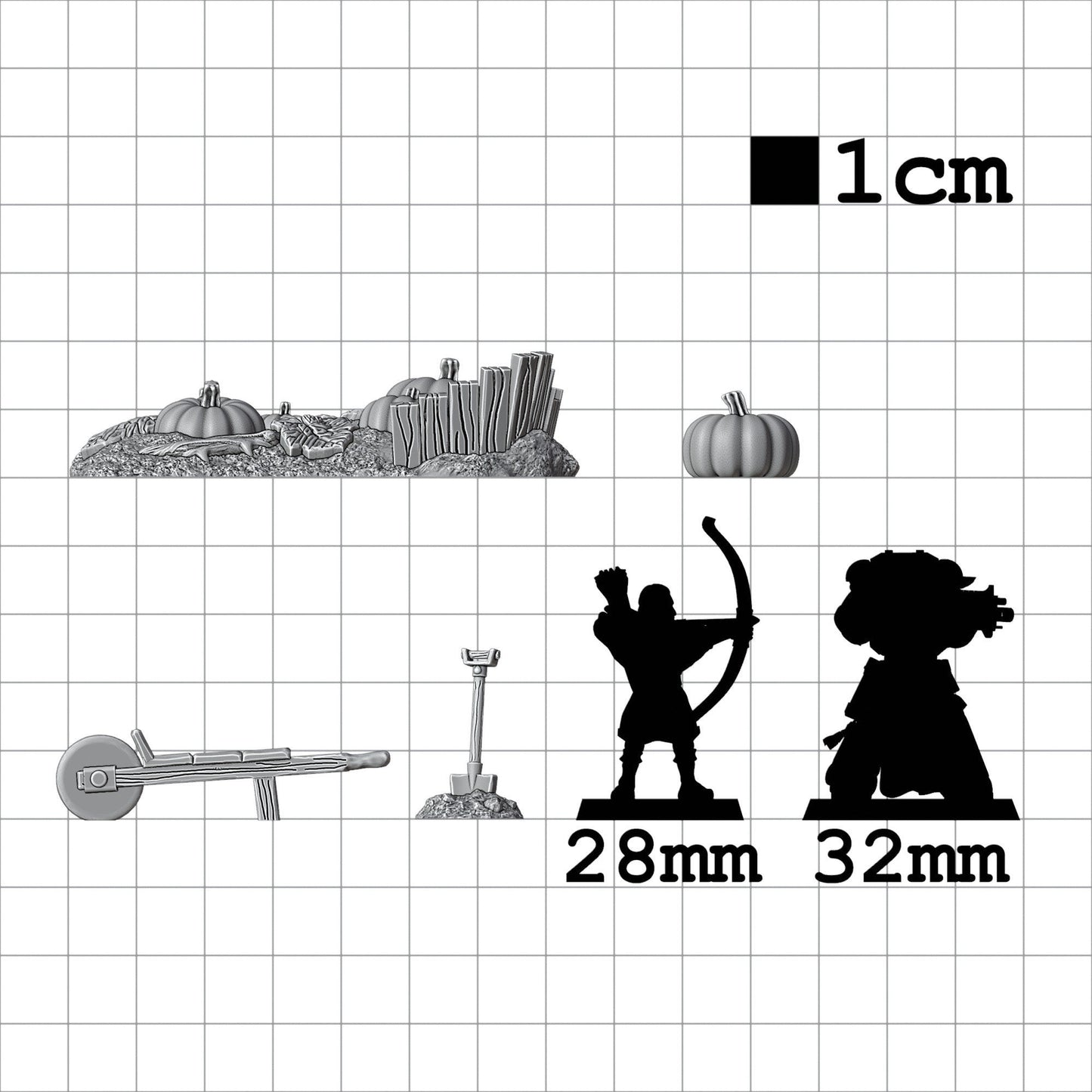 Tabletop Terrain Kürbisfeld | 28mm Fantasy Scenery für DnD, RPG und Wargaming