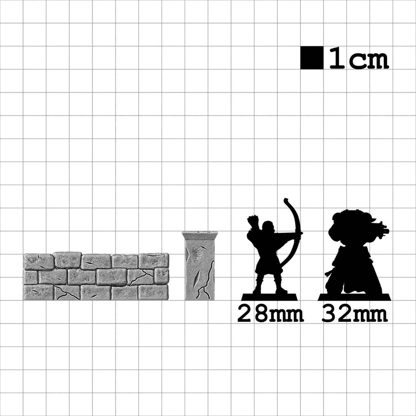 Tabletop Terrain Mauern mit Säulen | 28mm Fantasy Scenery für DnD, RPG und Wargaming