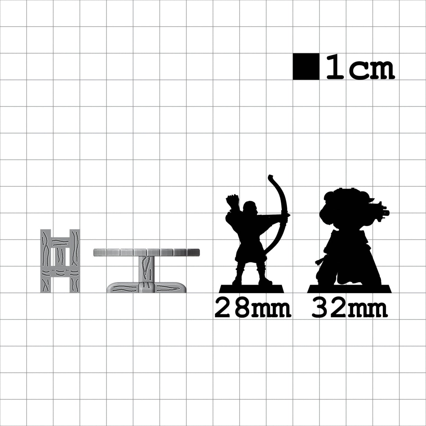 Tabletop Terrain Tisch mit Stühlen | 28mm Fantasy Scenery für DnD, RPG und Wargaming