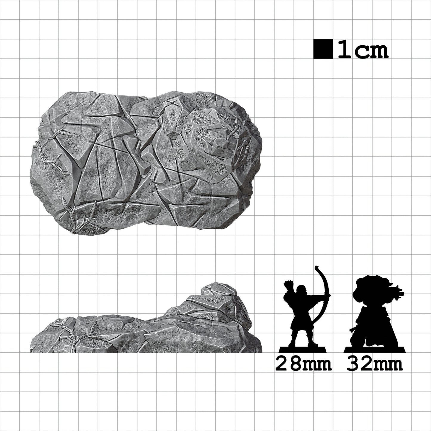 Tabletop Terrain Fels flach | 28mm Fantasy Scenery für DnD, RPG und Wargaming