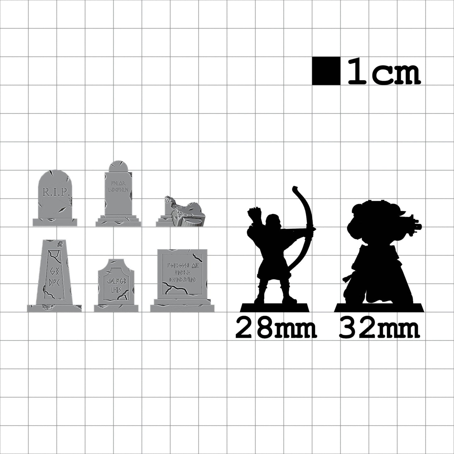 Tabletop Terrain Grabsteine | 28mm Fantasy Scenery für DnD, RPG und Wargaming
