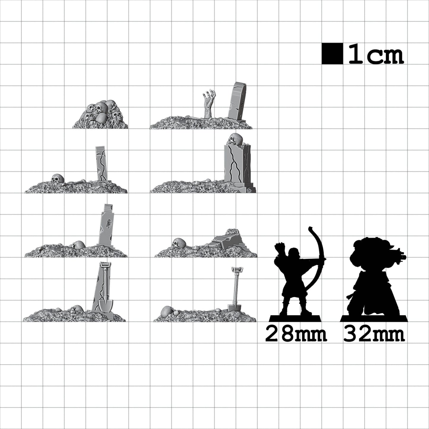 Tabletop Terrain Gräber | 28mm Fantasy Scenery für DnD, RPG und Wargaming