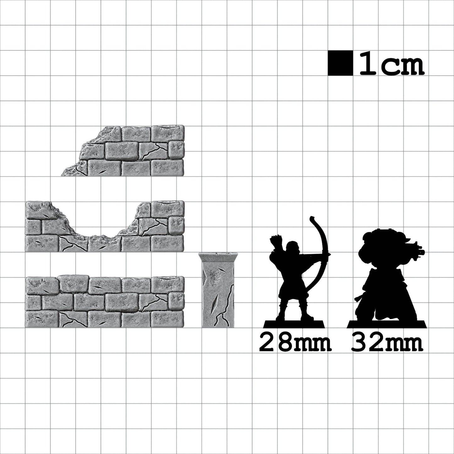 Tabletop Terrain Mauern | 28mm Fantasy Scenery für DnD, RPG und Wargaming
