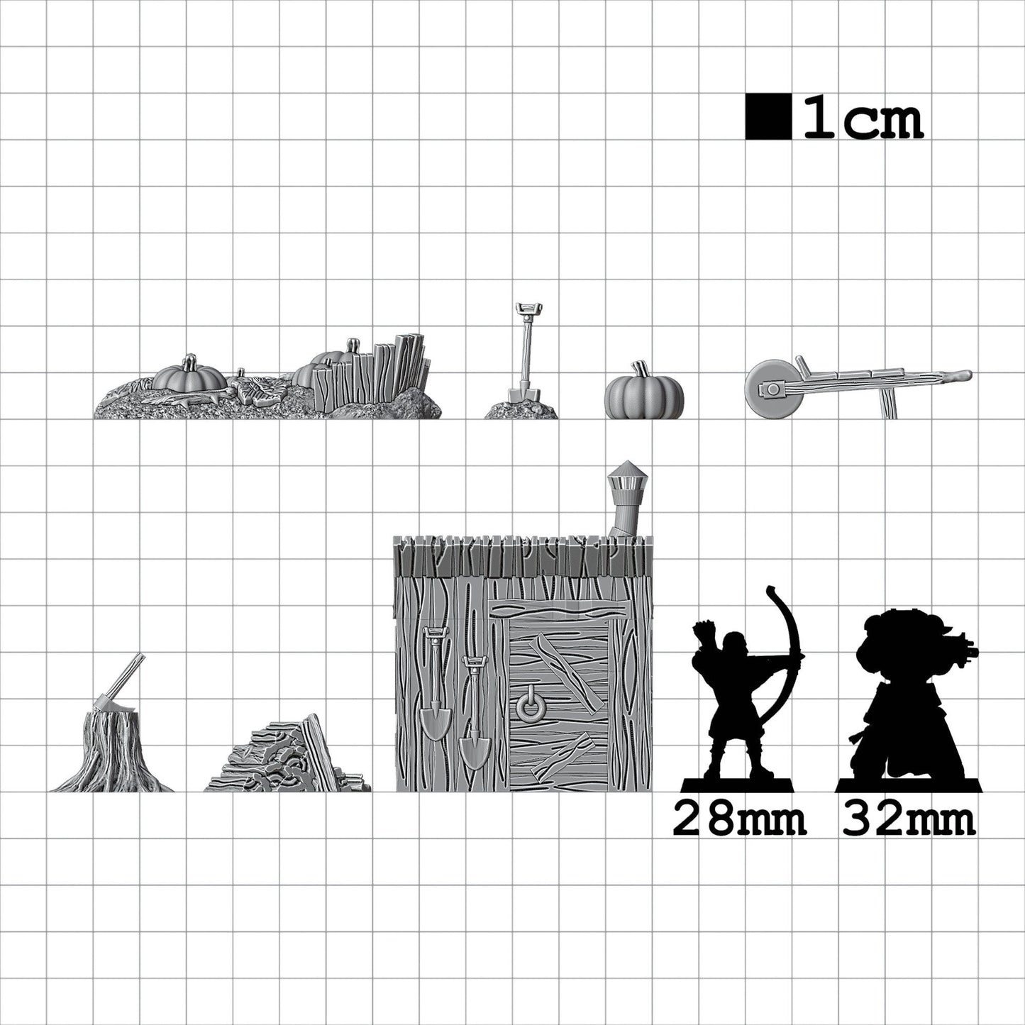 Tabletop Terrain Schuppen mit Garten | 28mm Fantasy Scenery für DnD, RPG und Wargaming