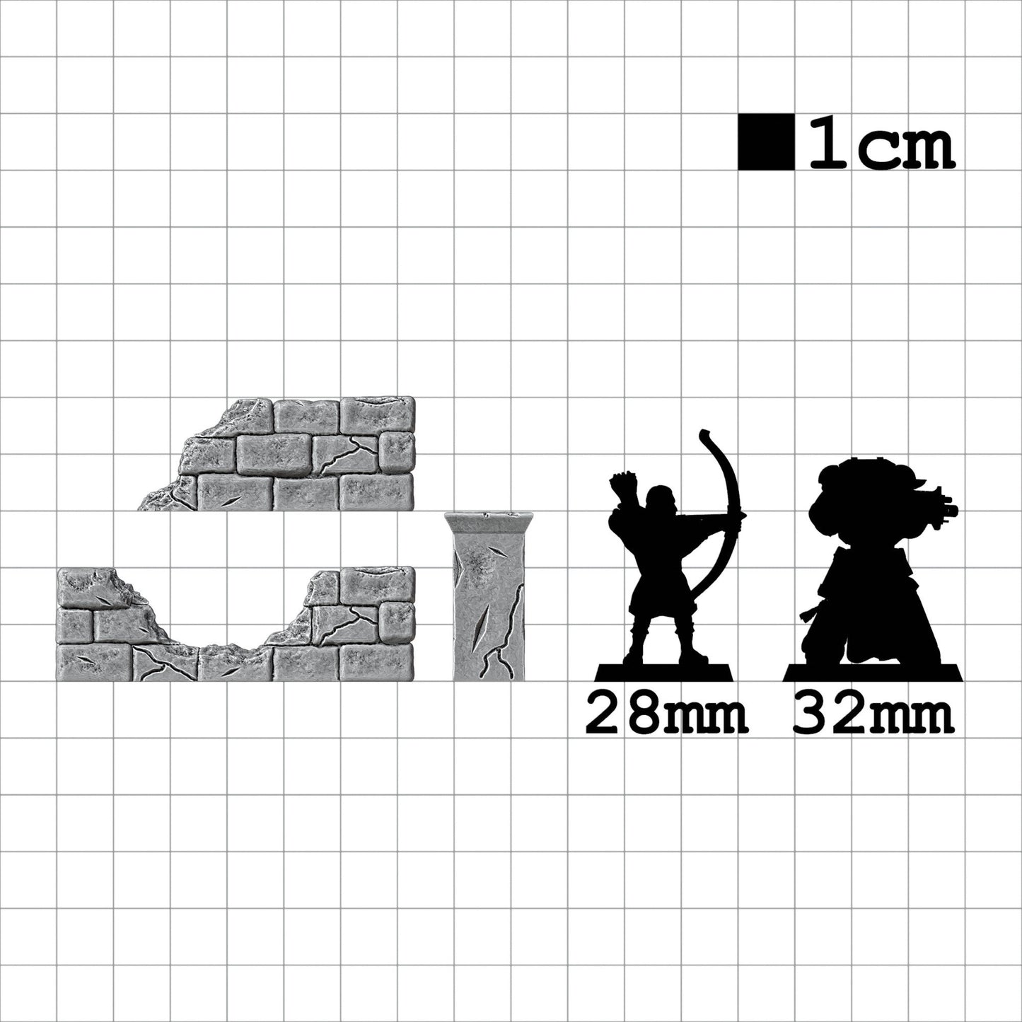 Tabletop Terrain zerstörte Mauern | 28mm Fantasy Scenery für DnD, RPG und Wargaming