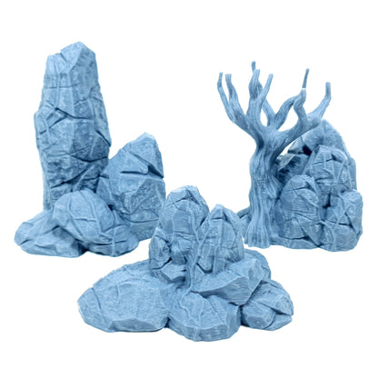 Tabletop Terrain Felsen 3er Set | 28mm Fantasy Scenery für DnD, RPG und Wargaming