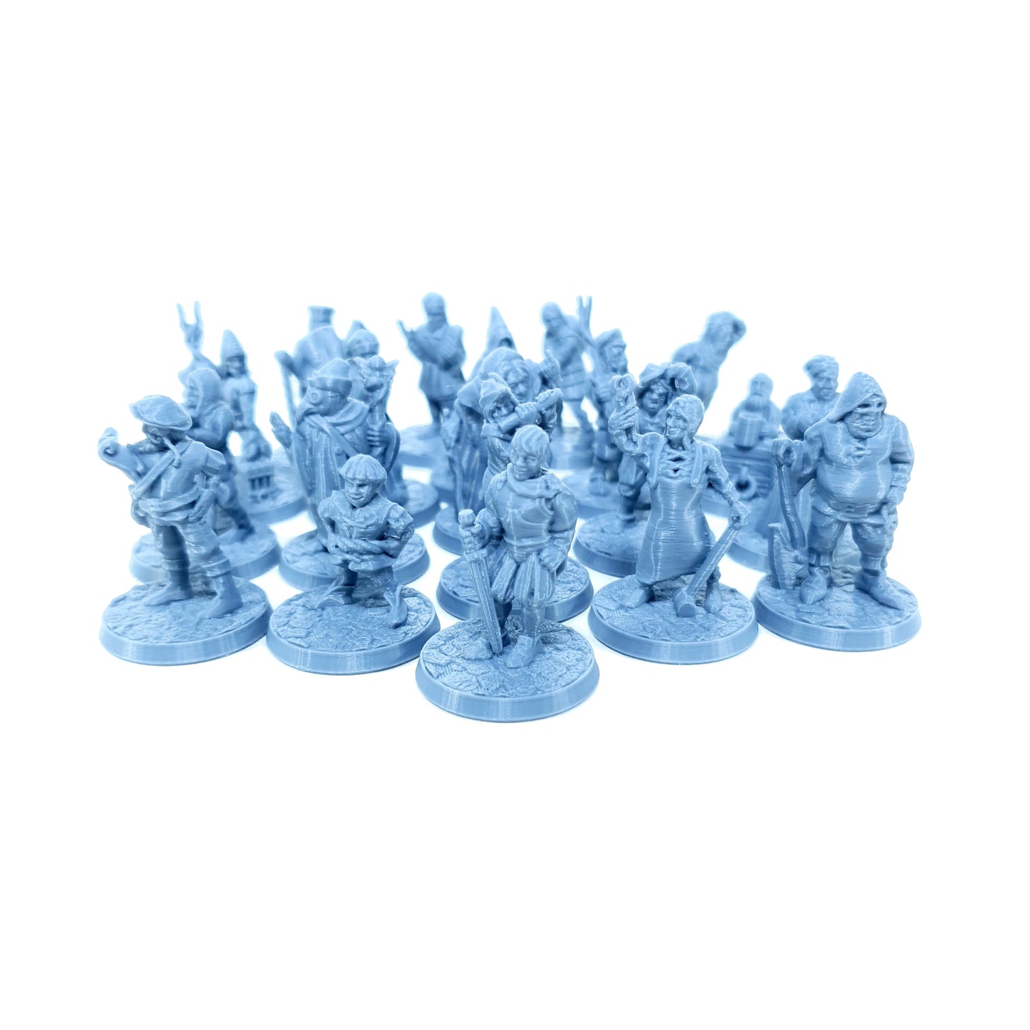Tabletop Terrain Dorfbewohner großes Set | 28mm Fantasy Scenery für DnD, RPG und Wargaming