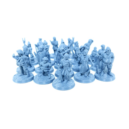 Tabletop Terrain Dorfbewohner großes Set | 28mm Fantasy Scenery für DnD, RPG und Wargaming