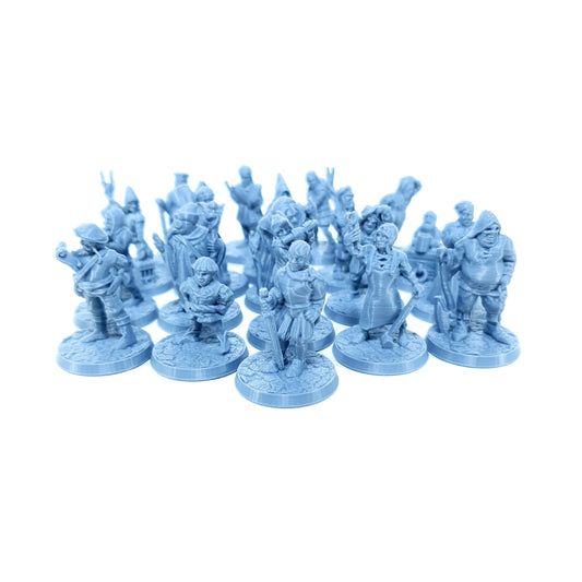 Tabletop Terrain Dorfbewohner großes Set | 28mm Fantasy Scenery für DnD, RPG und Wargaming