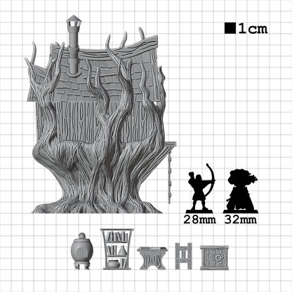 Tabletop Terrain Baumhaus | 28mm Fantasy Scenery für DnD, RPG und Wargaming
