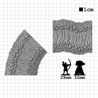 Tabletop Terrain Fluss | 28mm Fantasy Scenery für DnD, RPG und Wargaming