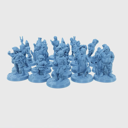 Tabletop Terrain Dorfbewohner großes Set | 28mm Fantasy Scenery für DnD, RPG und Wargaming