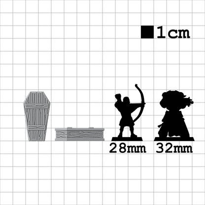 Tabletop Terrain Särge x10 | 28mm Fantasy Scenery für DnD, RPG und Wargaming