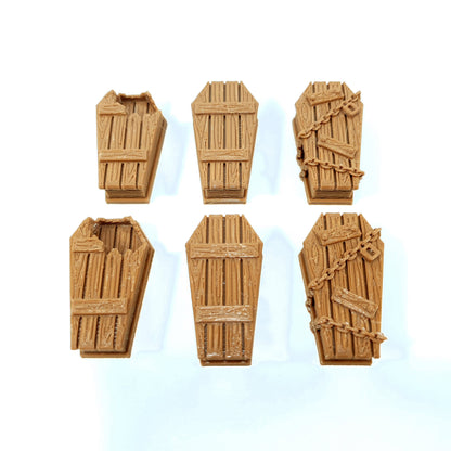Tabletop Terrain Särge ×6 | 28mm Fantasy Scenery für DnD, RPG und Wargaming