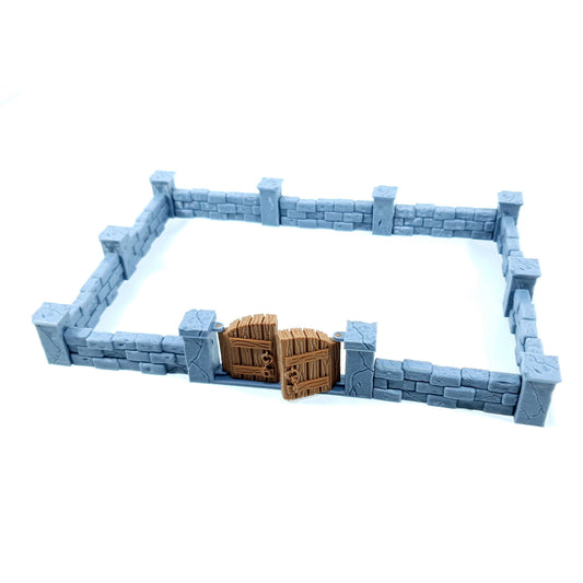 Tabletop Terrain Mauern mit Tor | 28mm Fantasy Scenery für DnD, RPG und Wargaming