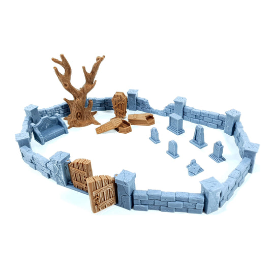 Tabletop Terrain Friedhof Set | 28mm Fantasy Scenery für DnD, RPG und Wargaming