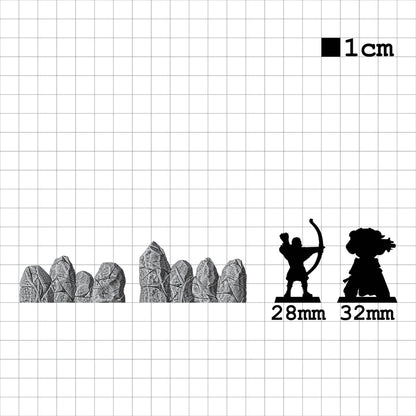 Tabletop Terrain Fels Mauern ×8 | 28mm Fantasy Scenery für DnD, RPG und Wargaming