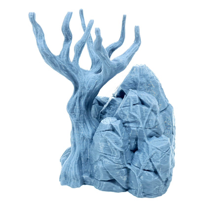 Tabletop Terrain Fels mit Baum | 28mm Fantasy Scenery für DnD, RPG und Wargaming