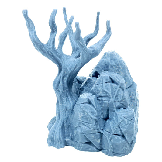 Tabletop Terrain Fels mit Baum | 28mm Fantasy Scenery für DnD, RPG und Wargaming