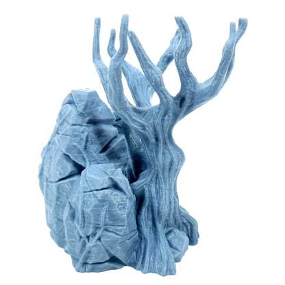 Tabletop Terrain Fels mit Baum | 28mm Fantasy Scenery für DnD, RPG und Wargaming