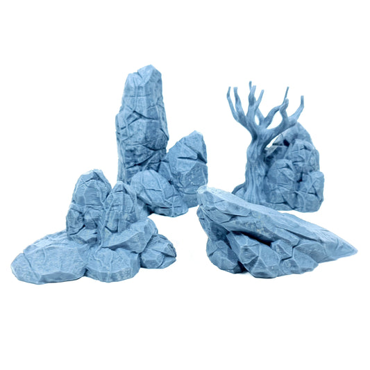 Tabletop Terrain Fels 4er Set | 28mm Fantasy Scenery für DnD, RPG und Wargaming