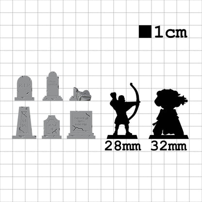 Tabletop Terrain Grabsteine | 28mm Fantasy Scenery für DnD, RPG und Wargaming